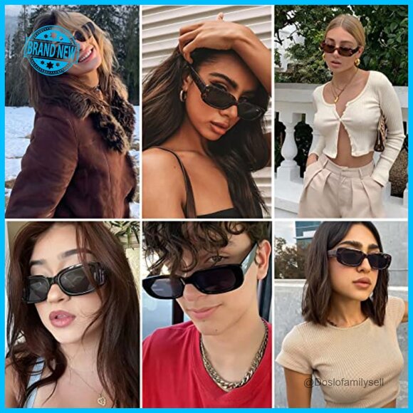 Retro Vintage Sunglasses Small Square Rectangle 90s Y2K Trendy Fashion